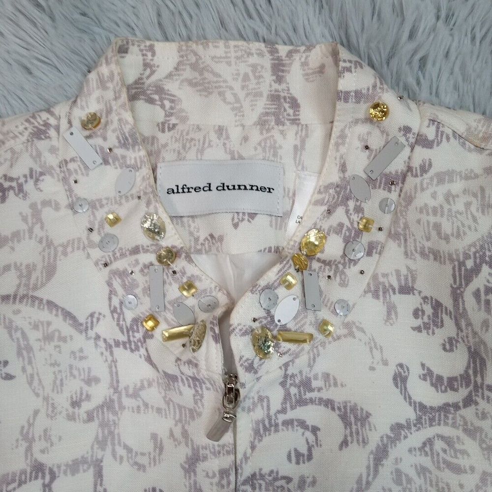 Alfred Dunner Jacket Womens 16 Linen Blend Bling Zip Up Pockets Lightweight - Picture 6 of 12